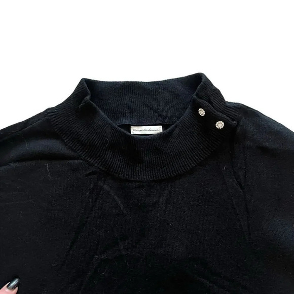 NWT Liz Claiborne Women’s‎ 3X Black Cotton Cashmere Mock Neck Sweater - Picture 3 of 6